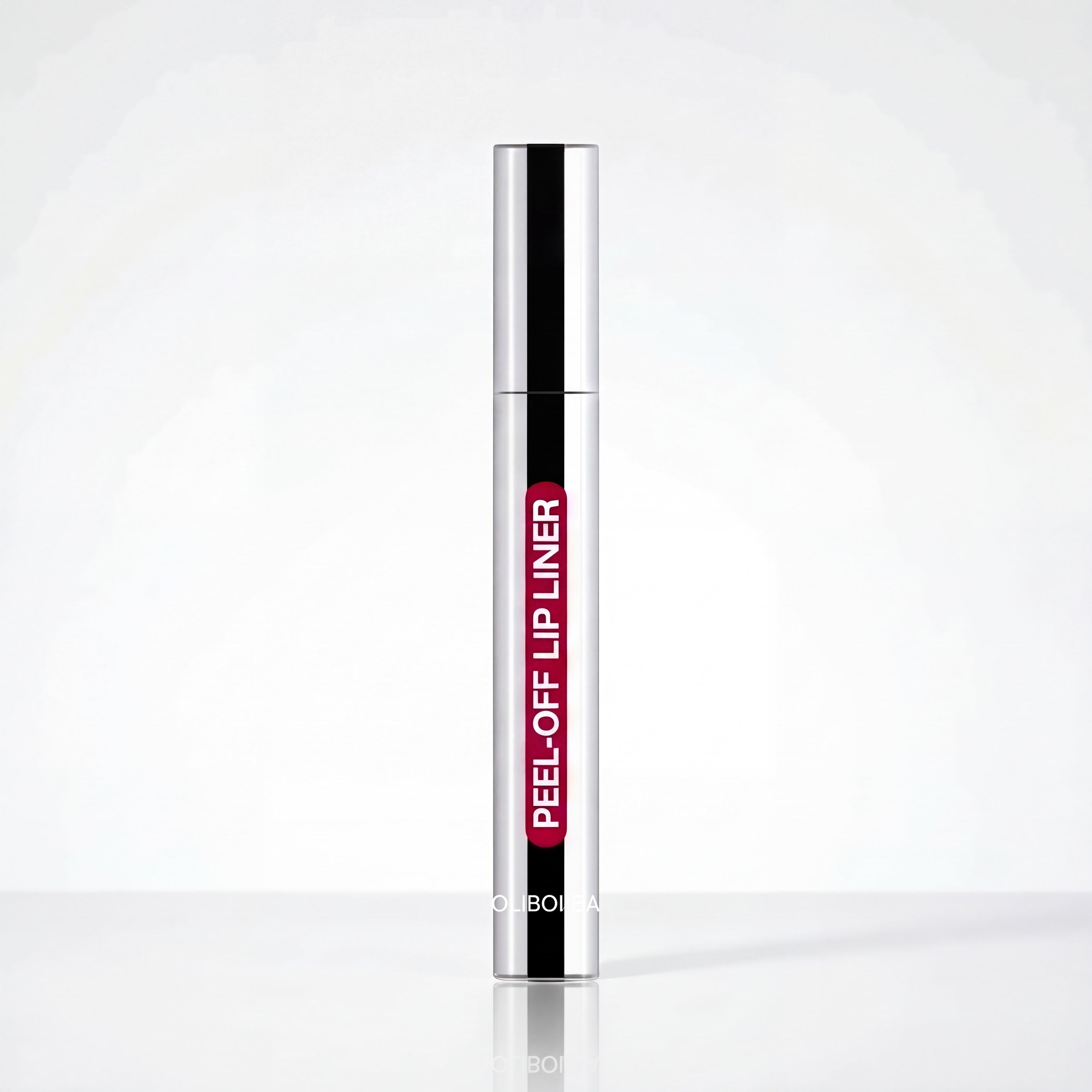 SOLA-GLOW peel-off lip liner in a sleek silver tube with a precision applicator for long-lasting lip stain.