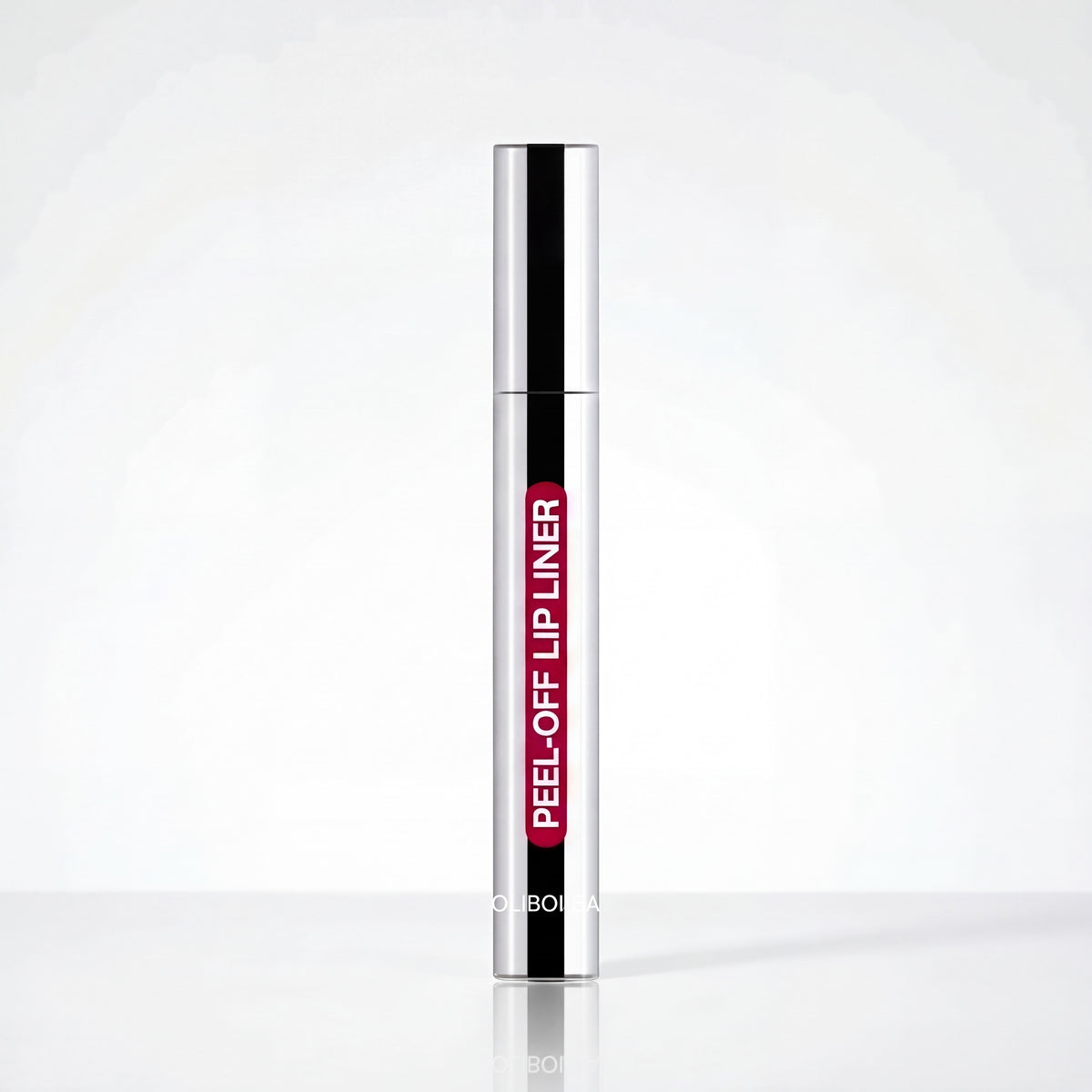 SOLA-GLOW peel-off lip liner in a sleek silver tube with a precision applicator for long-lasting lip stain.